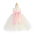 Lito Big Girls Ivory Pink Sash Poly Silk Tulle Flower Girl Dress 7-12 - SophiasStyle.com